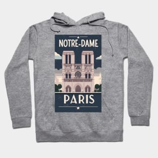 A Vintage Travel Art of the Notre-Dame Cathedral in Paris - France Hoodie